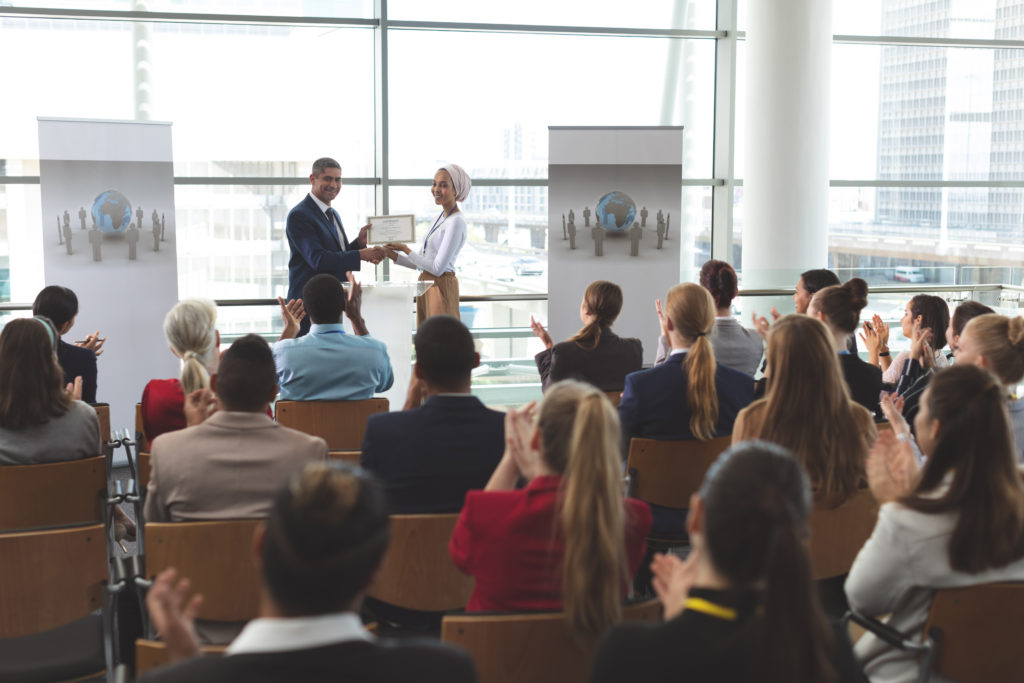 Businessperson winning award
