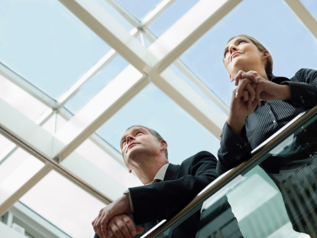 Colleagues looking up