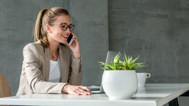 Women on phone with pay-per-call agency